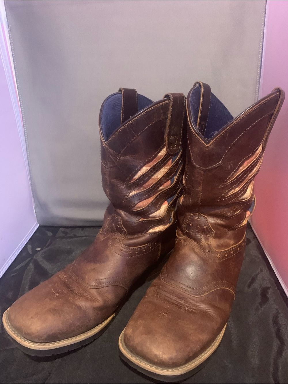 Men's Cody James Brown Leather Cowboy Boots with USA Cutout Stitch Accents